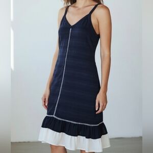 Endless Rose Navy and White Midi Dress